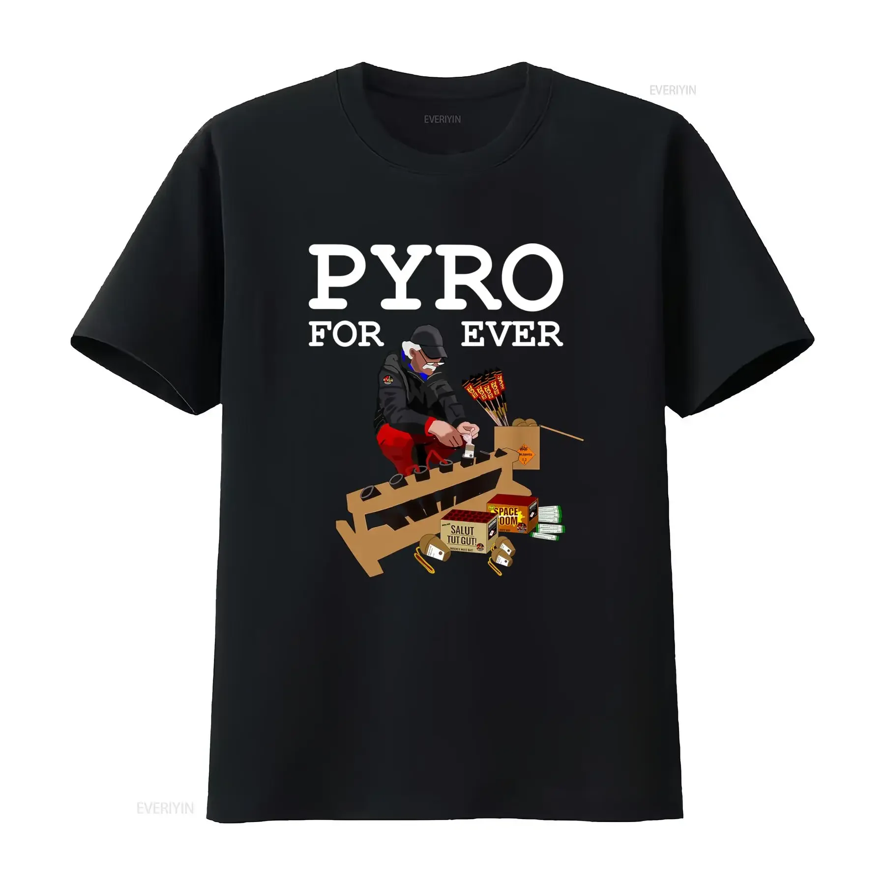 Pyro for Evigt Flamme Pyroteknik T Shirt 0G Bomuld Crew Neck Casual med Pyromancer Design Alle Sæsoner Passer Brandfester