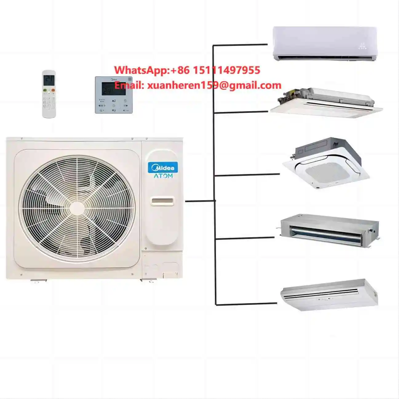 Unidade Interna Cassete Midea, Ar Condicionado Multi Split Inverter de 1, 4, 5 ou 6 Saídas