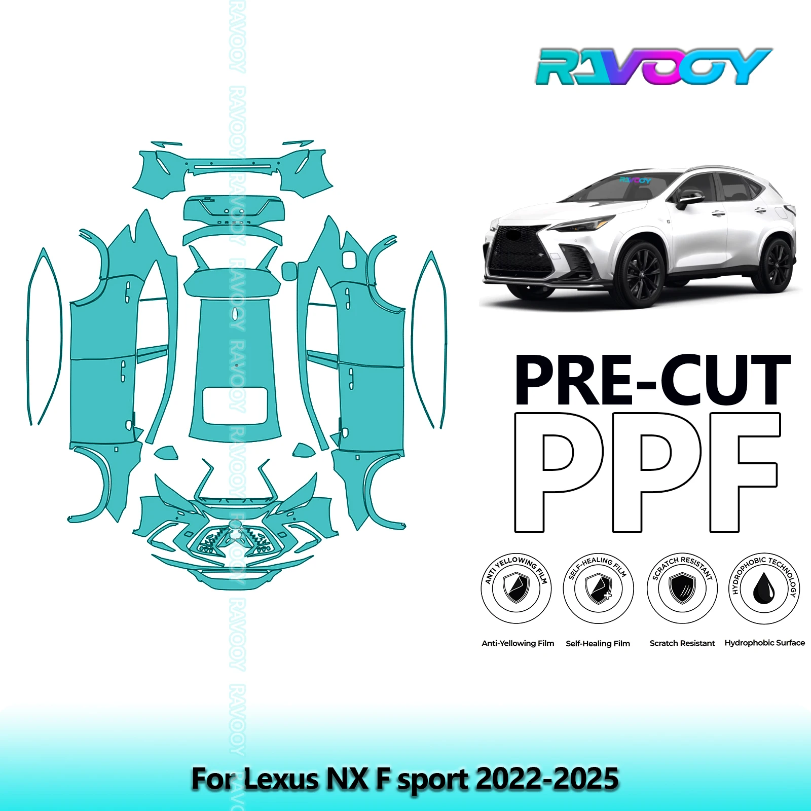 

8.5Mil Full Vehicle Precut PPF Paint Protection Film For Lexus NX F sport 2022-2025