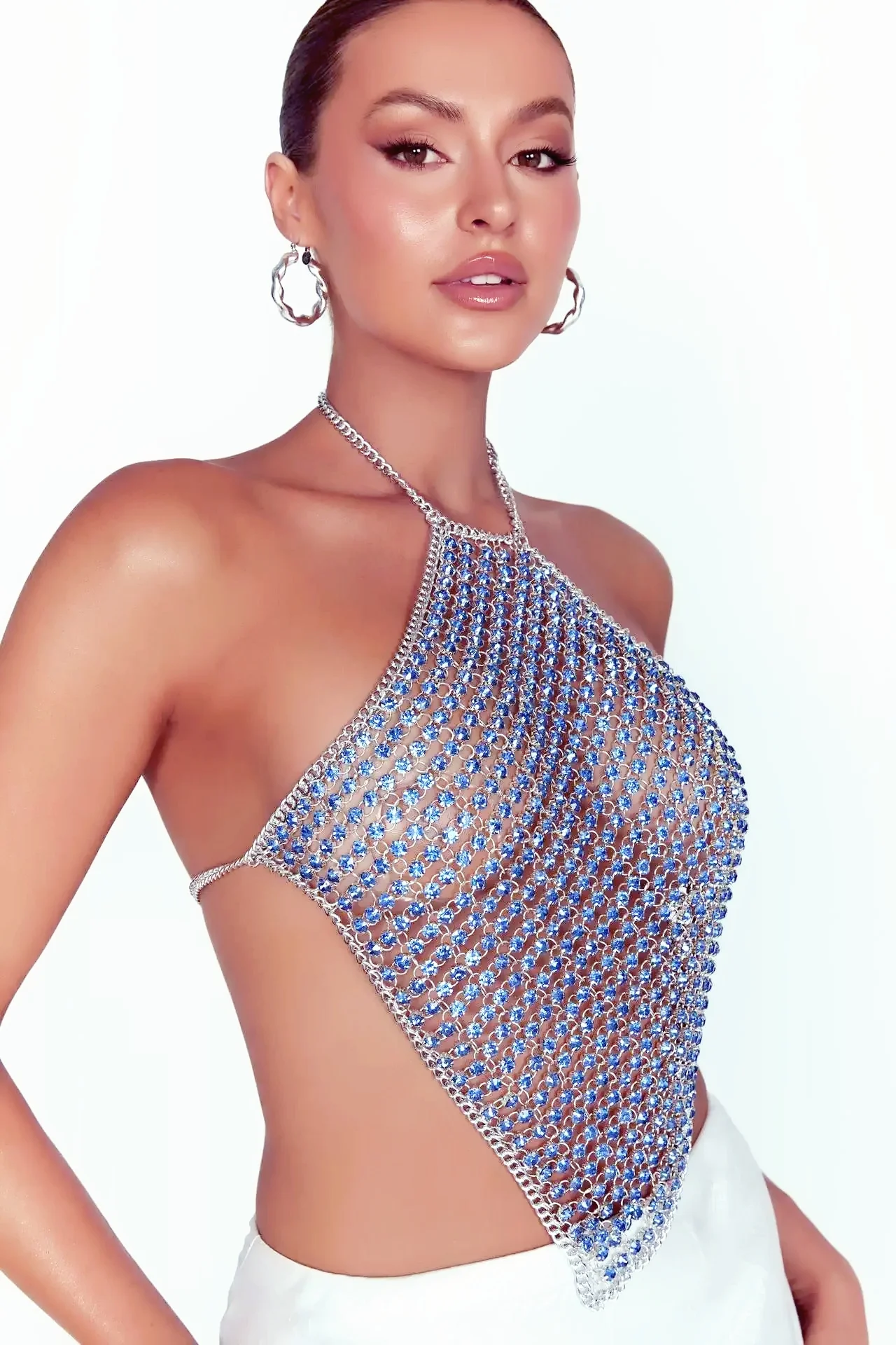 Body Chain Sexy Luxurious Crystal Bra Chain Woman Waist Chain Birthday Party Sand Beach Fashion Small Vest Body Chain Nightclub