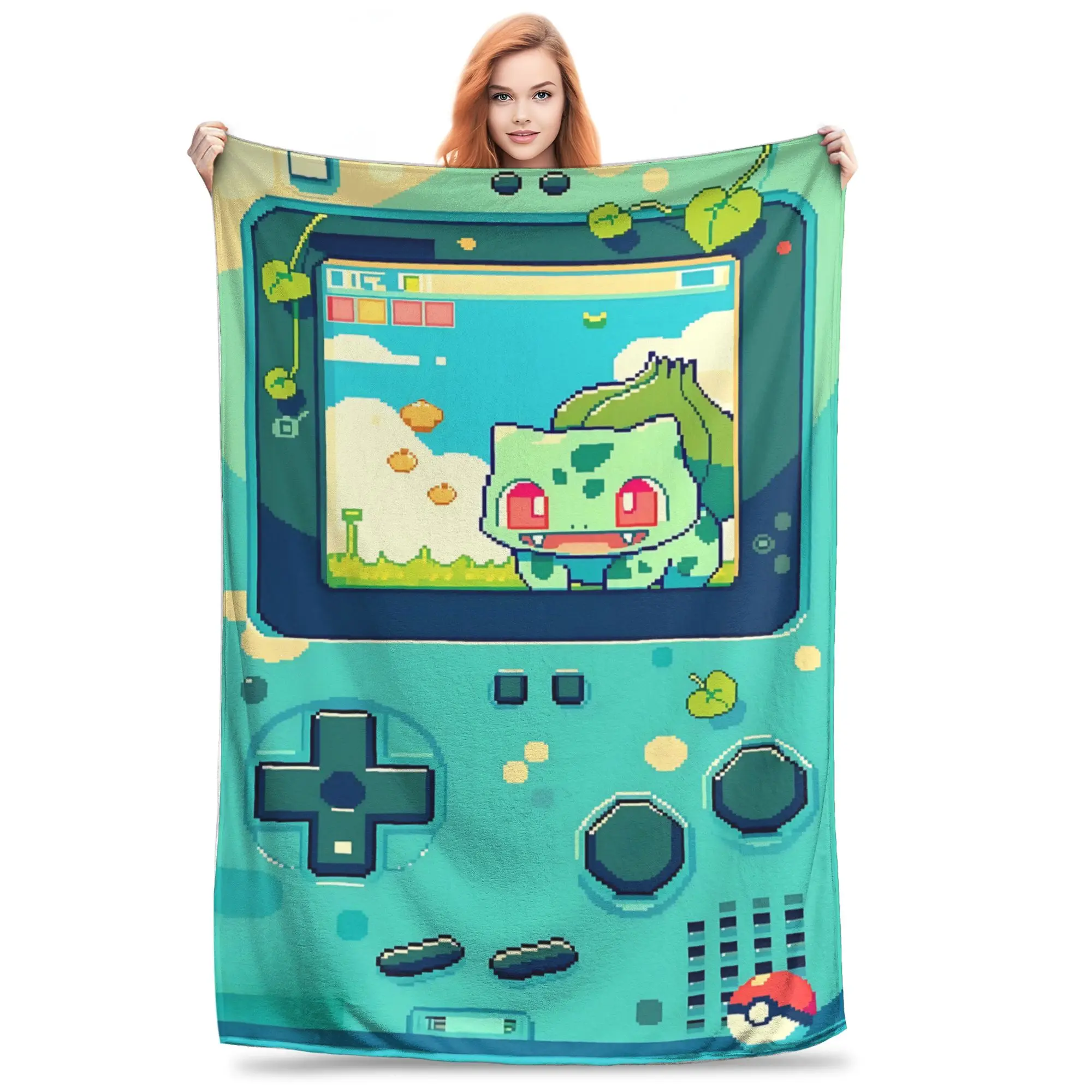 1PC Funny Pokemon Theme  home room decorations Winter Blankets for Adults Bedding Home Interior Sofa Knee