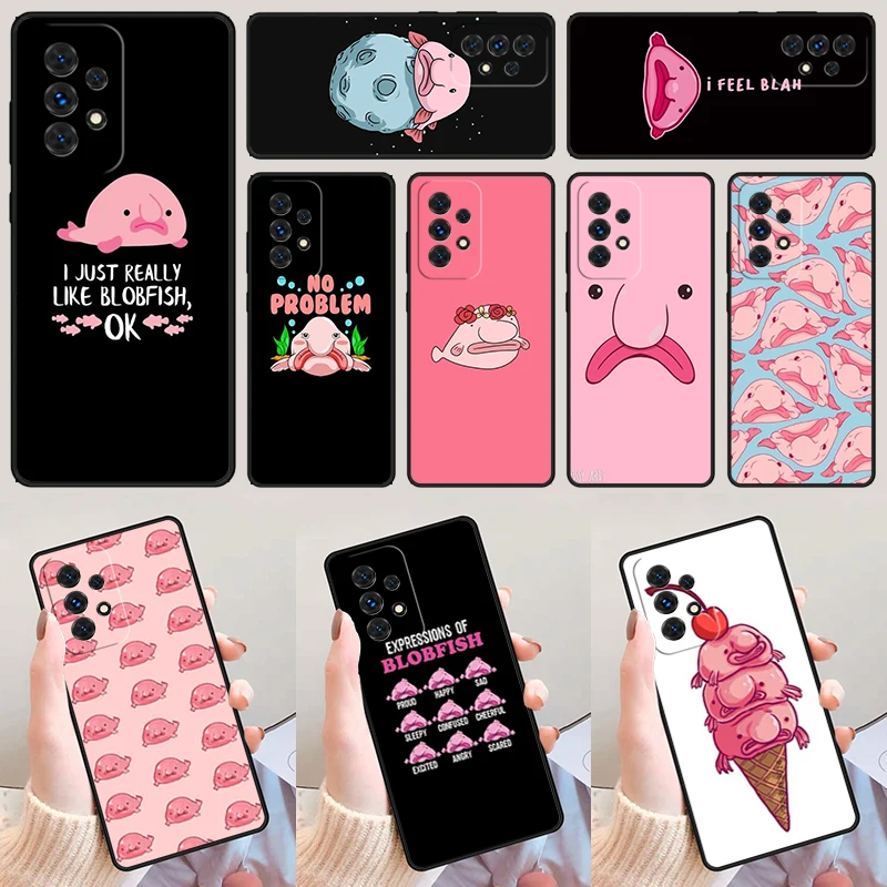 Cartoon Blobfish Coque For Samsung Galaxy A52 A72 A73 A20e A21S A50 A70 A11 A12 A42 A31 A40 A51 A71 A32 A80 A91 Phone Case Cover