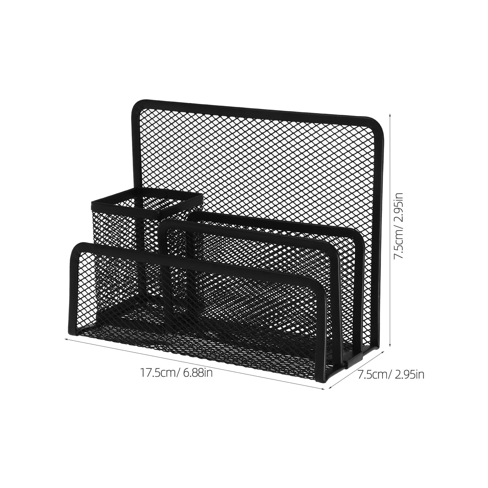 Sleek Black Iron Mesh Desktop Organizer for Files Pens Letters Envelopes Stand Up File Holder File Organizer Vertical