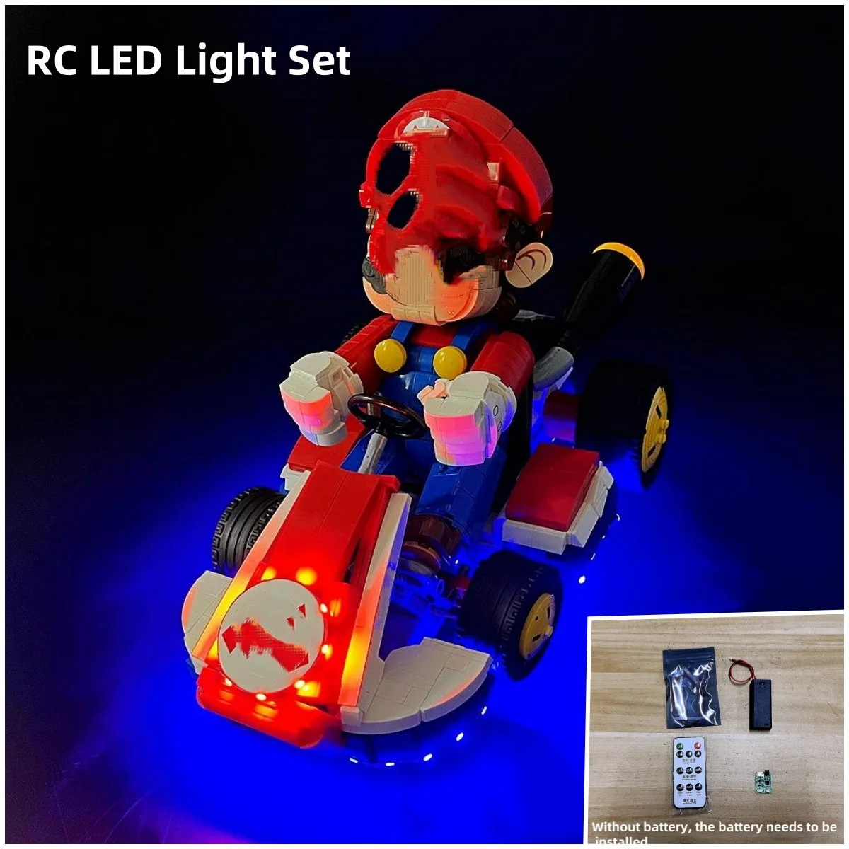 

Комплект радиоуправляемых светодиодных фонарей для 72037, совместимый с Mario Kart Mario и Standard Kart без строительных блоков, просто светодиодный комплект на Рождество