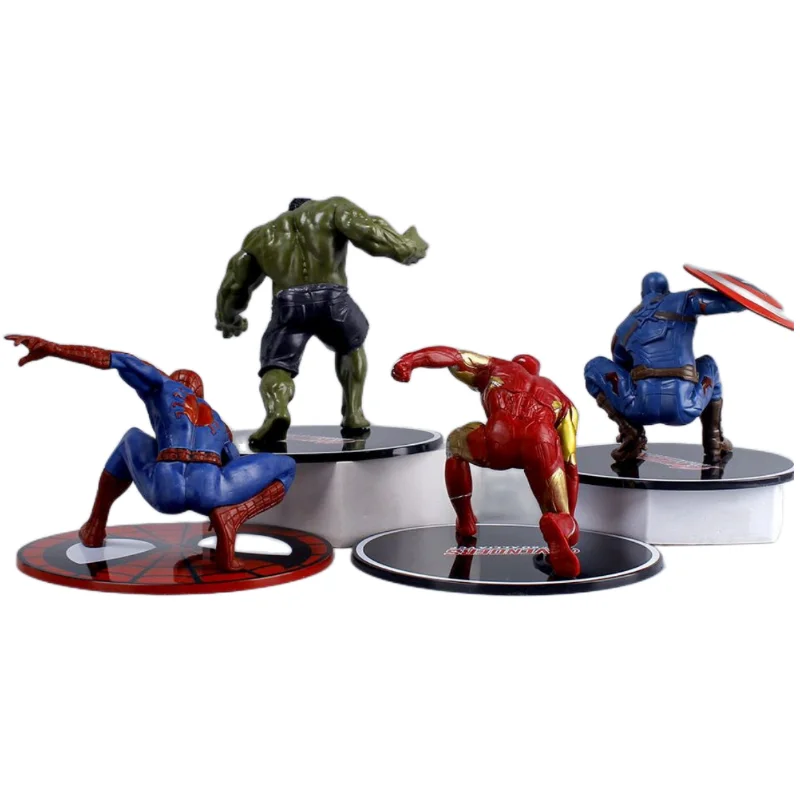 Avengers hand-run Iron Man Spider-Man Captain America Hulk Venom Doll Ornament Chassis Model Boy Toy Holiday Gift Decoration