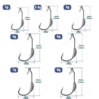 9KM 5-10Pcs Ewg Hook Weighted with Screw 2g~9g Worm Soft Lure Hook for Bass Saltwater Freshwater 2