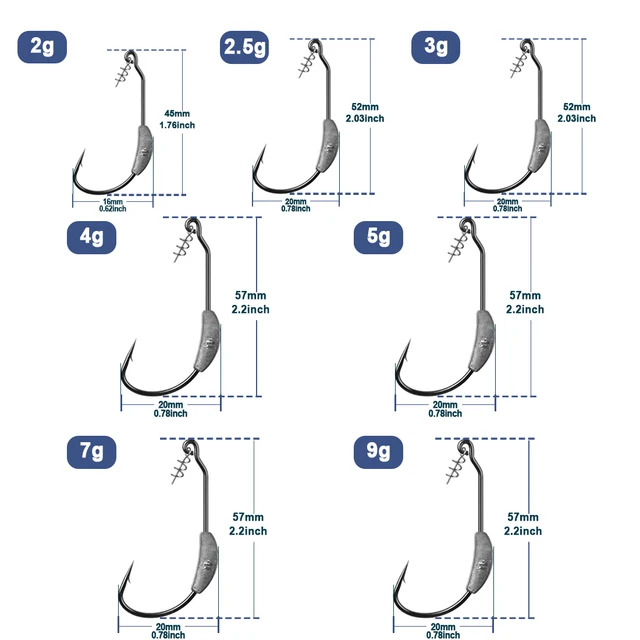 9KM 5-10Pcs Ewg Hook Weighted with Screw 2g~9g Worm Soft Lure Hook for Bass Saltwater Freshwater 2 9KM 5-10Pcs Ewg Hook Weighted with Screw 2g~9g Worm Soft Lure Hook for Bass Saltwater Freshwater 2