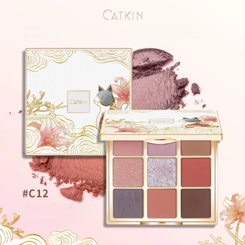 CATKIN Makeup Paleta de sombras de ojos de 9 colores, paleta de maquillaje de sombras de ojos mate y brillante para tonos naturales altamente pigmentados