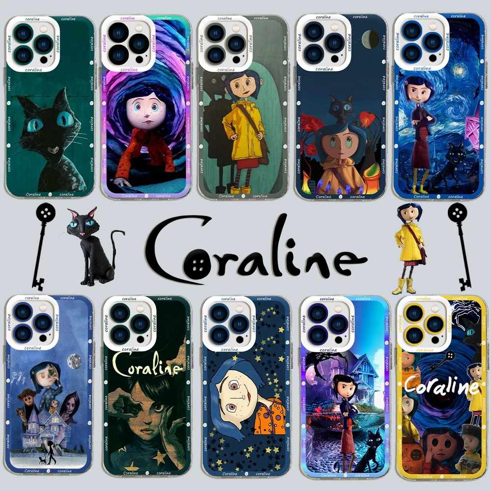 Anime Horror Film C-Coralines Phone Case For Xiaomi Redmi Note 13 12C 11 10 13C 10s 9A 9T 9C 8 7 Pro Max 4G 5G Transparent Cover