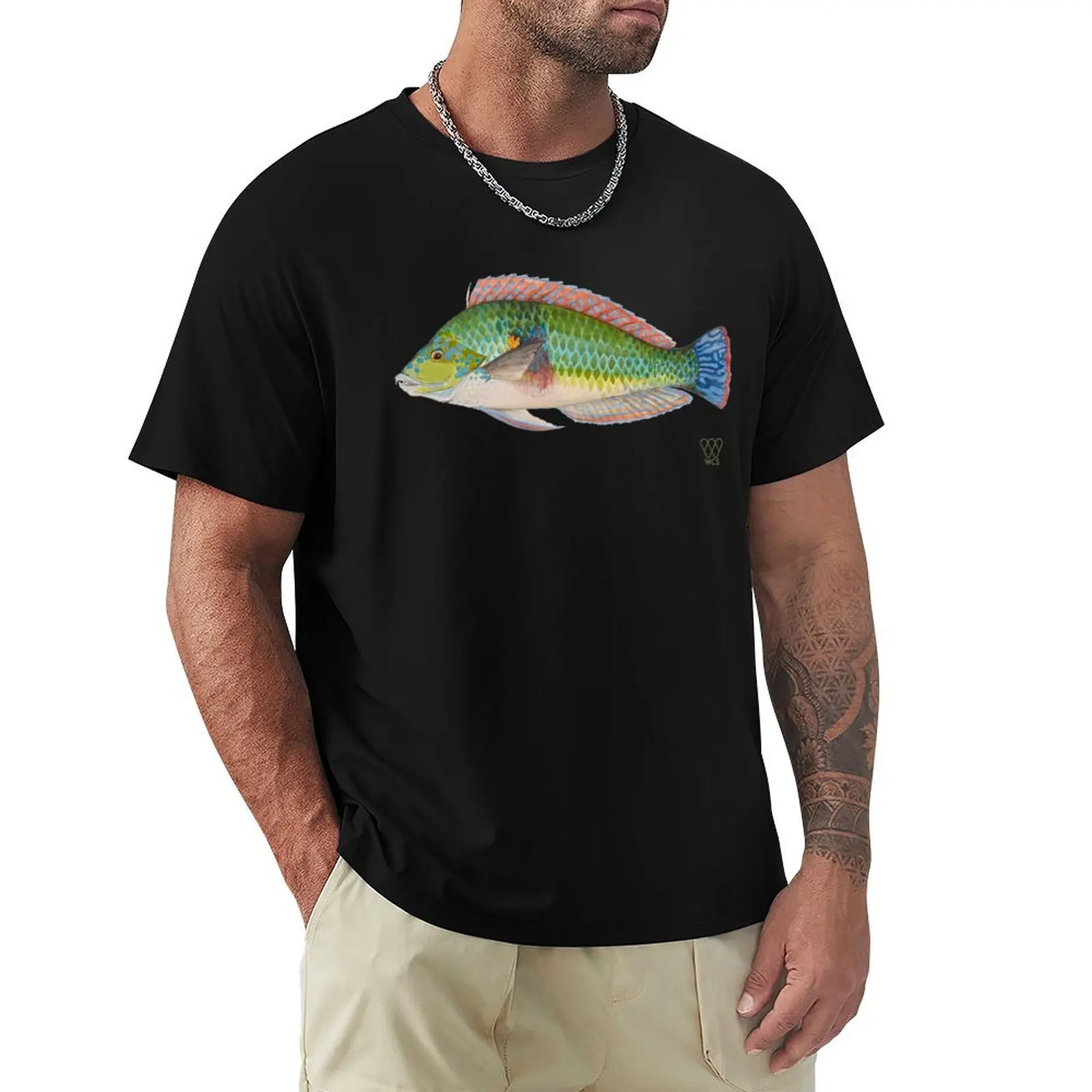 

Green Parrot Fish T-Shirt Funny t-shirts plus size clothes blue lock shirts men graphic