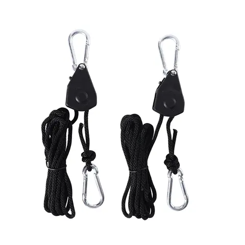 Adjustable 1 Pair 1/8'' Rope Ratchet Grow Light Fixture Hook Plant Hanger for Double Ended Grow Light Fixture