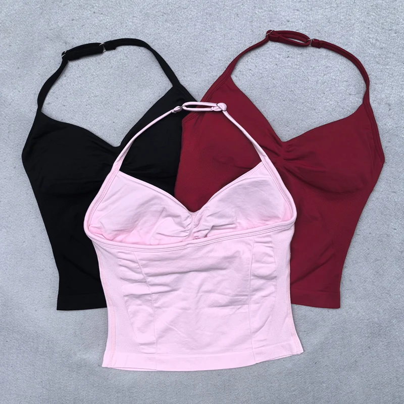 Verstellbares Sport-Träger-Top für Damen, rückenfrei, mit integriertem BH, Yoga-Kleidung, ärmellose Hemden, Workout-Outfits, Tank-Top – Detail 4