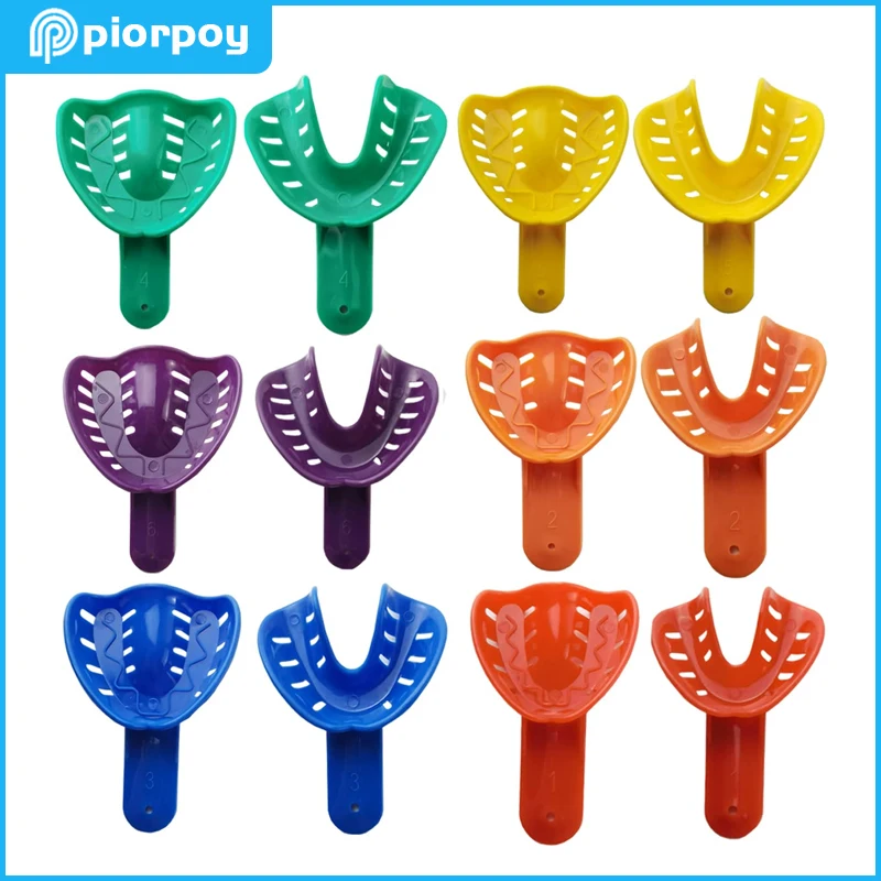 

PIORPOY 12 Pcs/Set Dental Impression Trays Autoclavable For Adult And Children Plastic Teeth Holder Dentistry Accessories Tools