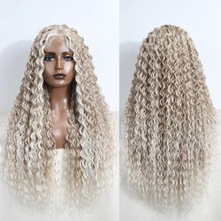Synthetic Lace Part Wig Long Curly 30Inch Cosplay Wig Blonde Ombre Lace Wig for Black Women Synthetic Lace Cosplay Wig