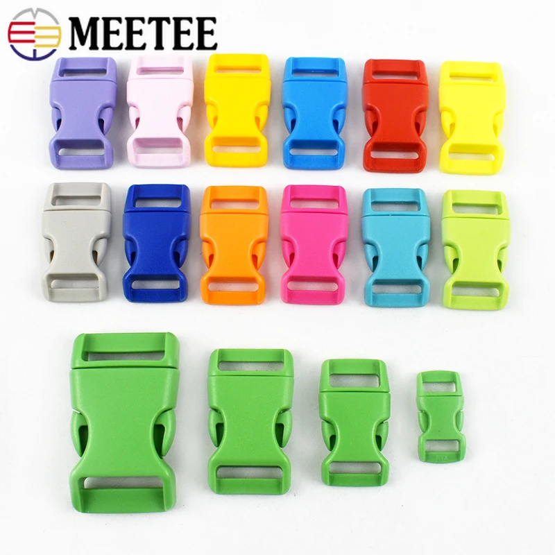 10/20/30Pcs Meetee 10-25mm Plastic Release Buckle Bag Strap Adjust Side Clip Clasp Pet Collar Webbing Hook Buckles Accessories