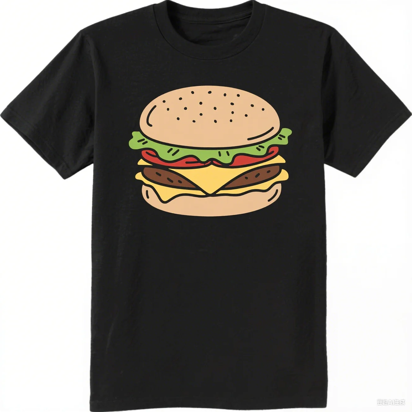 

Hand Drawn Hamburger Cutaway Print Cotton Tshirt For Fast Food