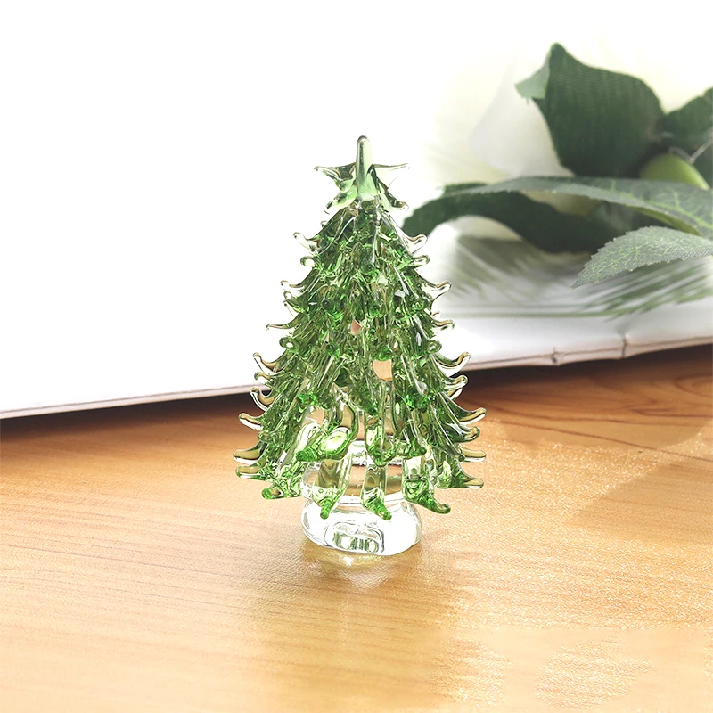 Mini Kristallen Kerstboom Ornament Kleurrijke Miniatuur Beeldjes Desktop Decoratie Craft voor Kerstmis Nieuwjaar Home Decor Kid Gift