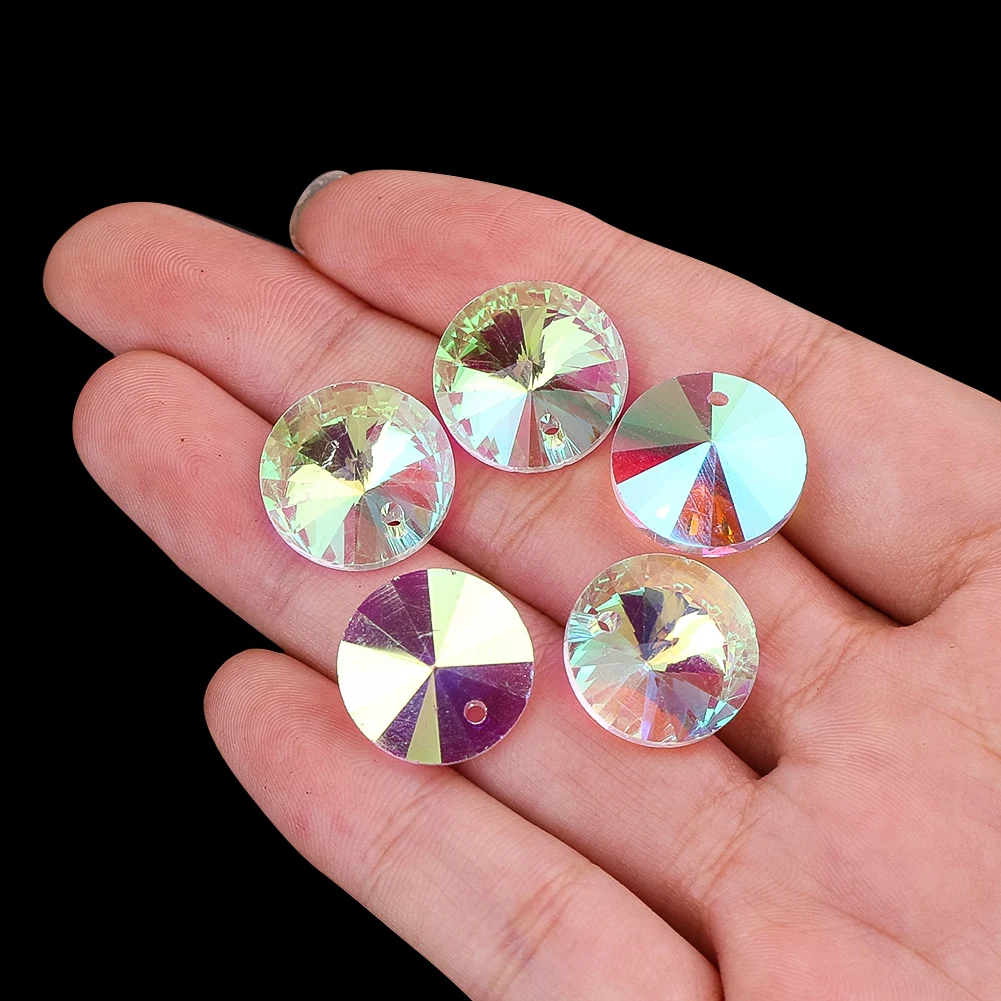 

6pcs 16mm Satellite Beads DIY Crystal Suncatcher Prism Pointed Back Round Beads for DIY Jewelry Making Necklace Earring Pendant