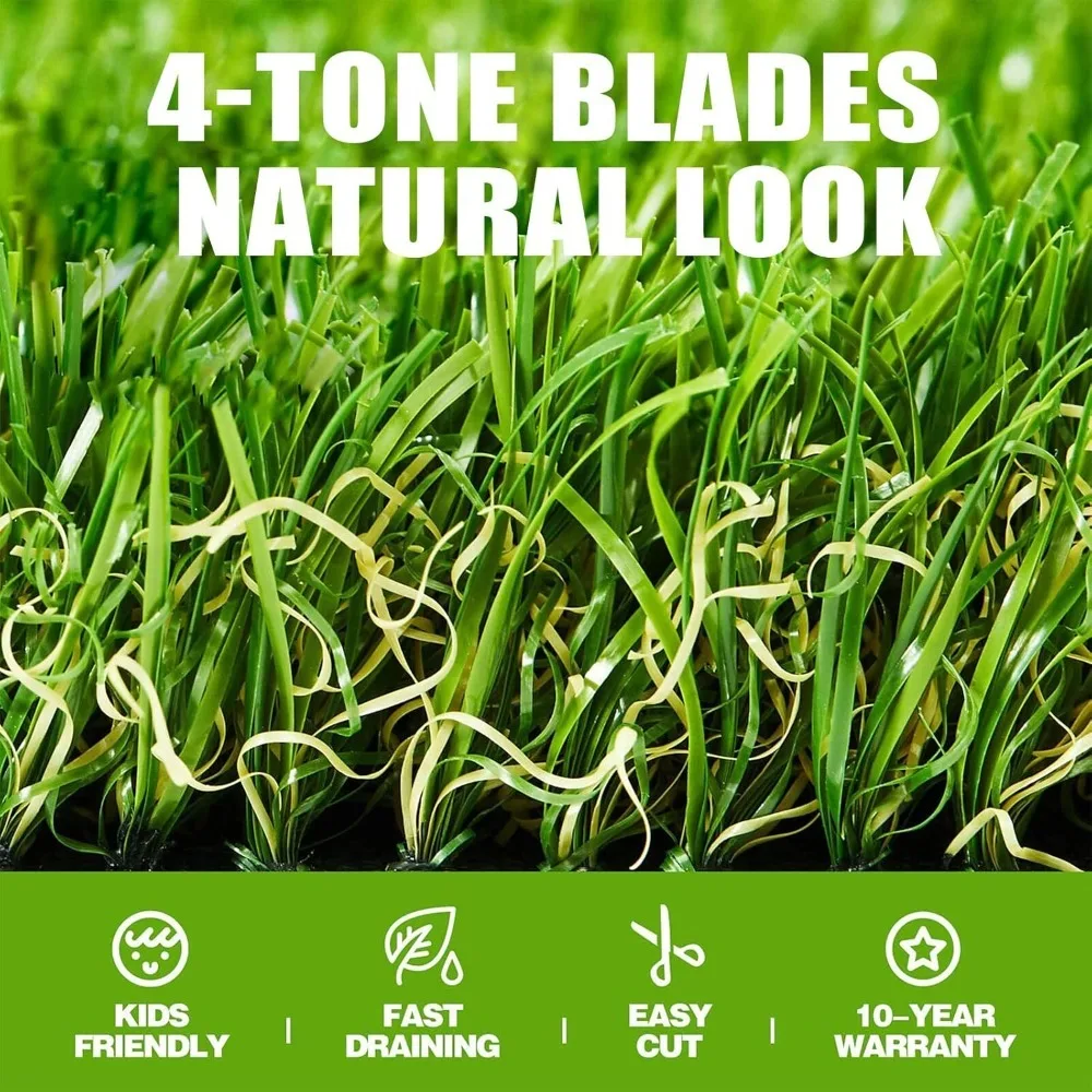 

10' x 12' Outdoor Rug, 1.38" Realistic Thick Turf for Garden, Artificial Lawn
