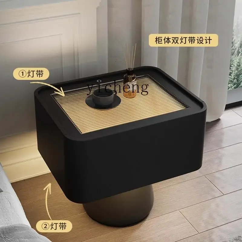 

GZ bedside table Italian minimalist bedroom solid wood retro black bedside storage cabinet