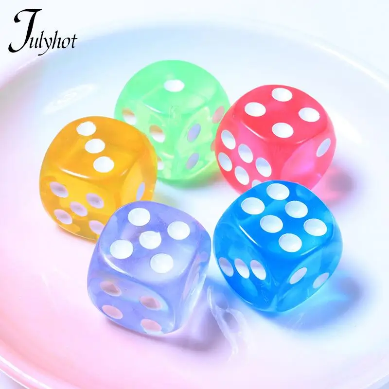 10pcs 6 Sided Portable Digital Dices Candy Colored Resin Dice Round Corner Board Game Dice Party Gambling Game Cubes