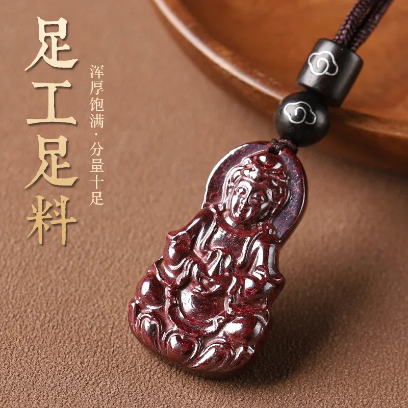 Colgante de cinabrio pulido de mineral crudo de alto contenido, Buda Guanyin Maitreya para hombres y mujeres, colgante de cinabrio del año natal