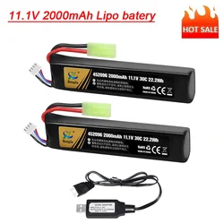 11.1V 2000mAh 30C Rechargeable LiPo Battery with Mini Tamiya & JST XH Connector for Airsoft Model Rifle RC Car Drone