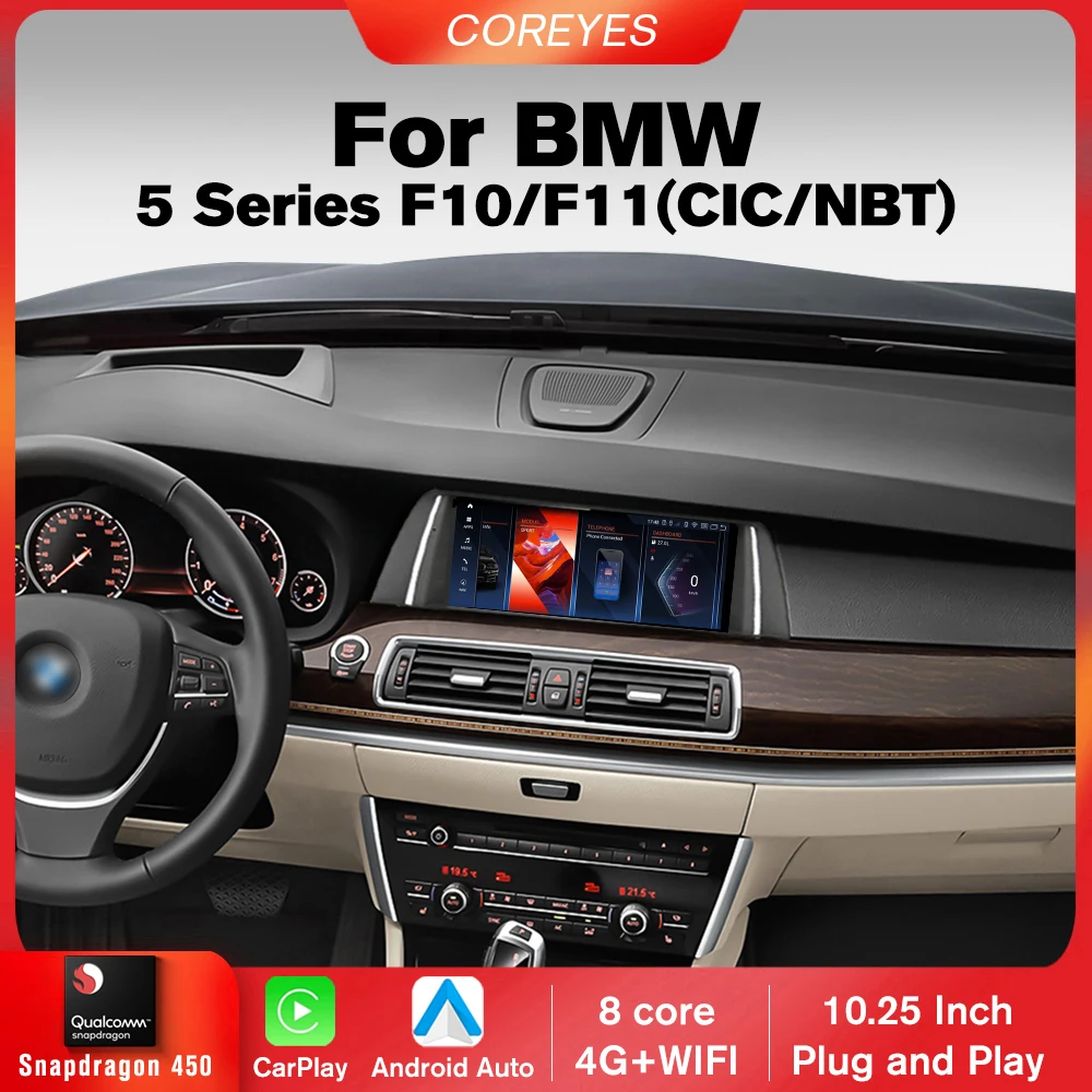 

COEEYES10.25'' For BMW 5 Series F10 F11 2010-2016 CIC NBT System Car Radio Carplay Auto Multimedia Player GPS Headunit Android12