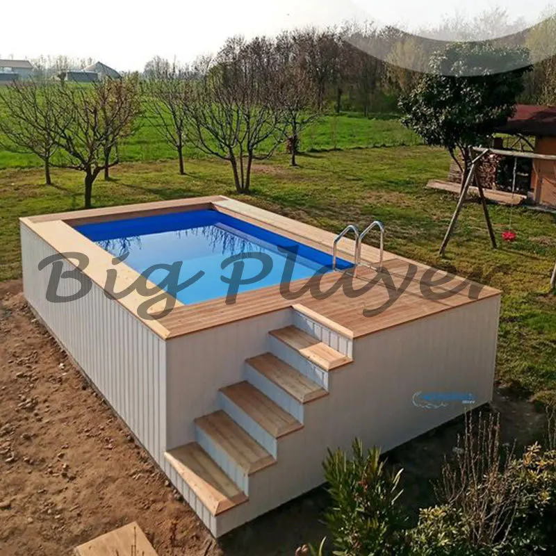 Bañera de hidromasaje de madera prefabricada para familia pequeña, piscina de Spa Jacuzzi, buceo, fibra de vidrio, acrílico para exteriores, piscina sobre el suelo