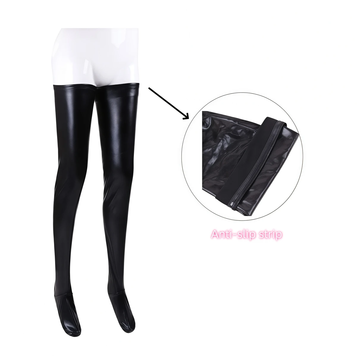 Mulheres sexy látex antiderrapante meias senhora preto boate pólo dança comprimento de couro sobre o joelho meias altas acessórios ﻿