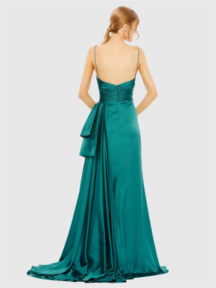 Customized Glamorous Cutout Bow Evening Gown Sleeveless Sweetheart Neckline Central Keyhole Bodice Cutout Draped Waist Dress