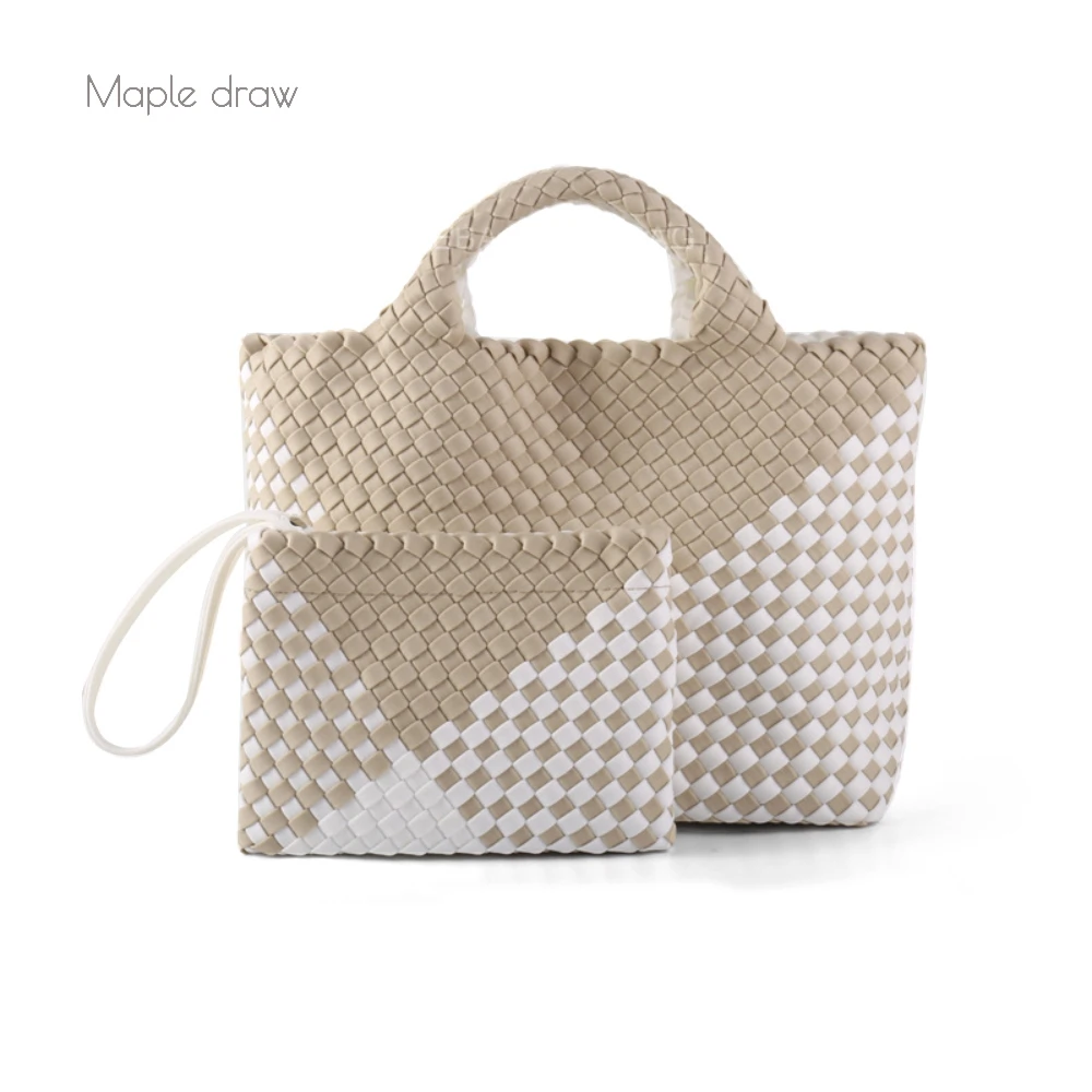 

Hot Selling PU Large Capacity Woven Handbag For Women Soft Beach Knitting Shoulder Bags Handmade Tote Bag Purses