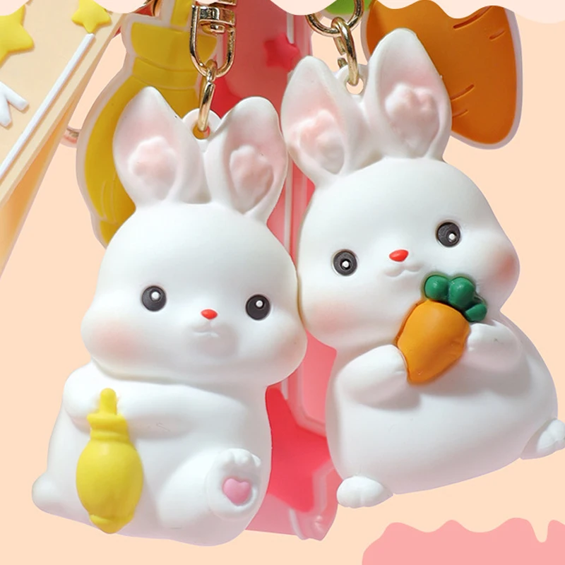 

Glutinous Rice Rabbit Pink Radish Yellow Umbrella Keychain Party Gift Lovely Toy Pendant Healing Rabbit Doll Schoolbag Pendant