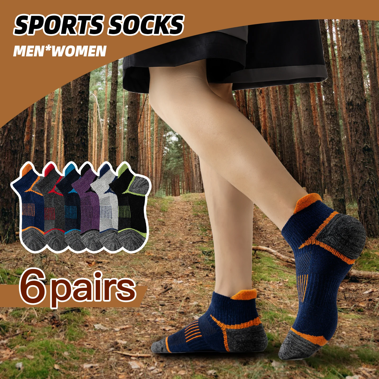 6 Pairs Men Women Merino Wool Ankle Hiking Running Socks Compression Support Thick Sports Low Cut Socks