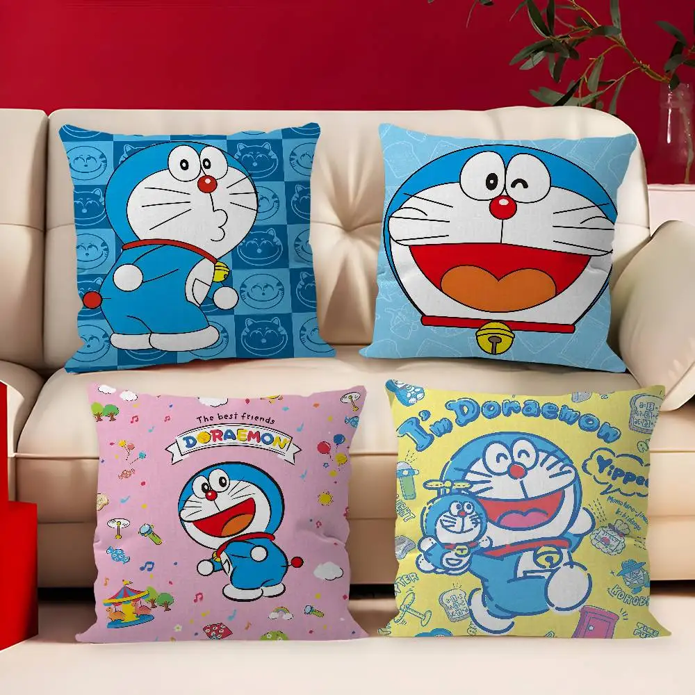 Housse de coussin amusante Doraemon, taie d'oreiller décorative pour canapé, décoration intérieure