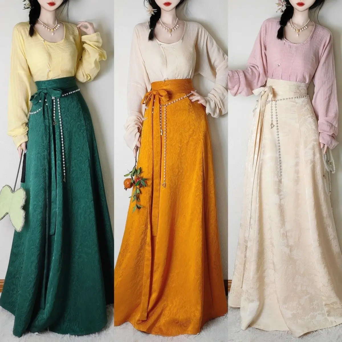 Original Tang Hanfu Set - Women's Shirt + High-waist Skirt Adult Female Fantasy Traditional Chinese Modified Clothing