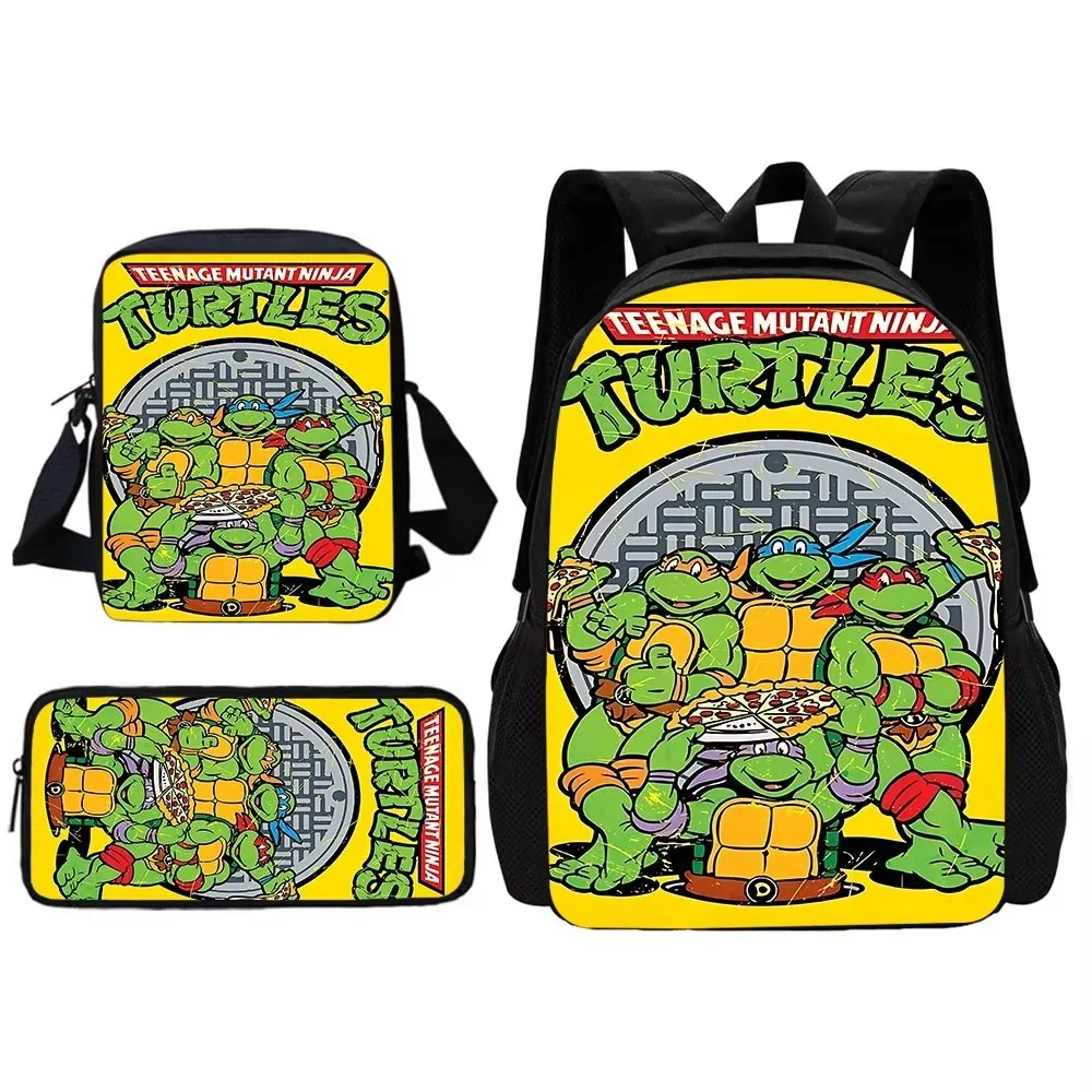 Teenage Mutant Ninja Turtles Child School Backpack With Shoulder Bag Pencil Bags School Bags for Boys Girls Best Gift