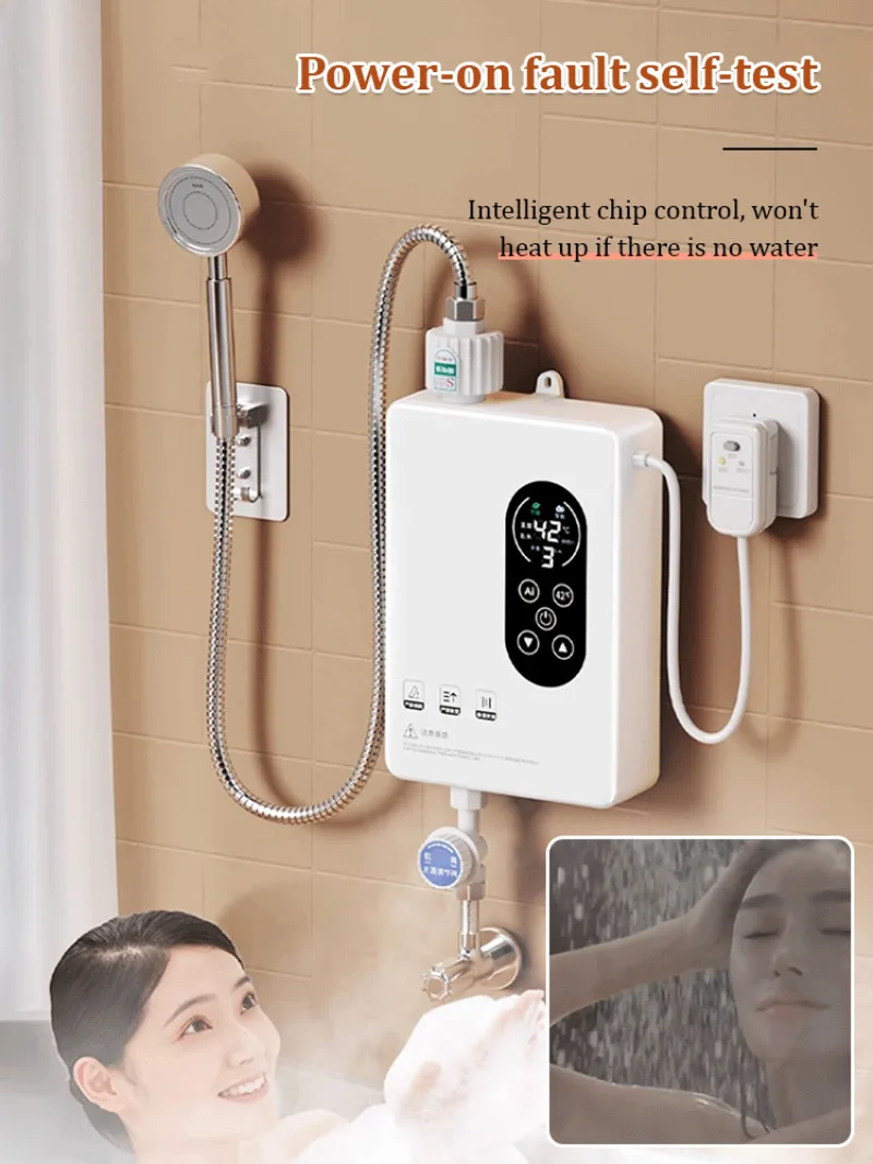 즉식 가열식 온수기 Mini Instant Water Heater Shower Automatic Power-OffTankless Water Heater Shower Waterproof Rapid Heating LCD Digital