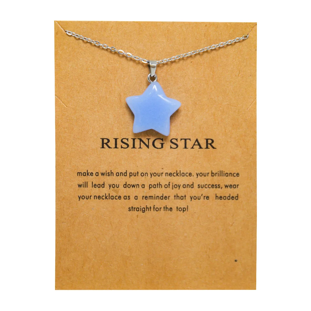 New Trendy Fashion Alloy Silver Color Candy Luminous Stone Rising Star Pendent Necklace for Women Girl Gift Birthday Jewelry