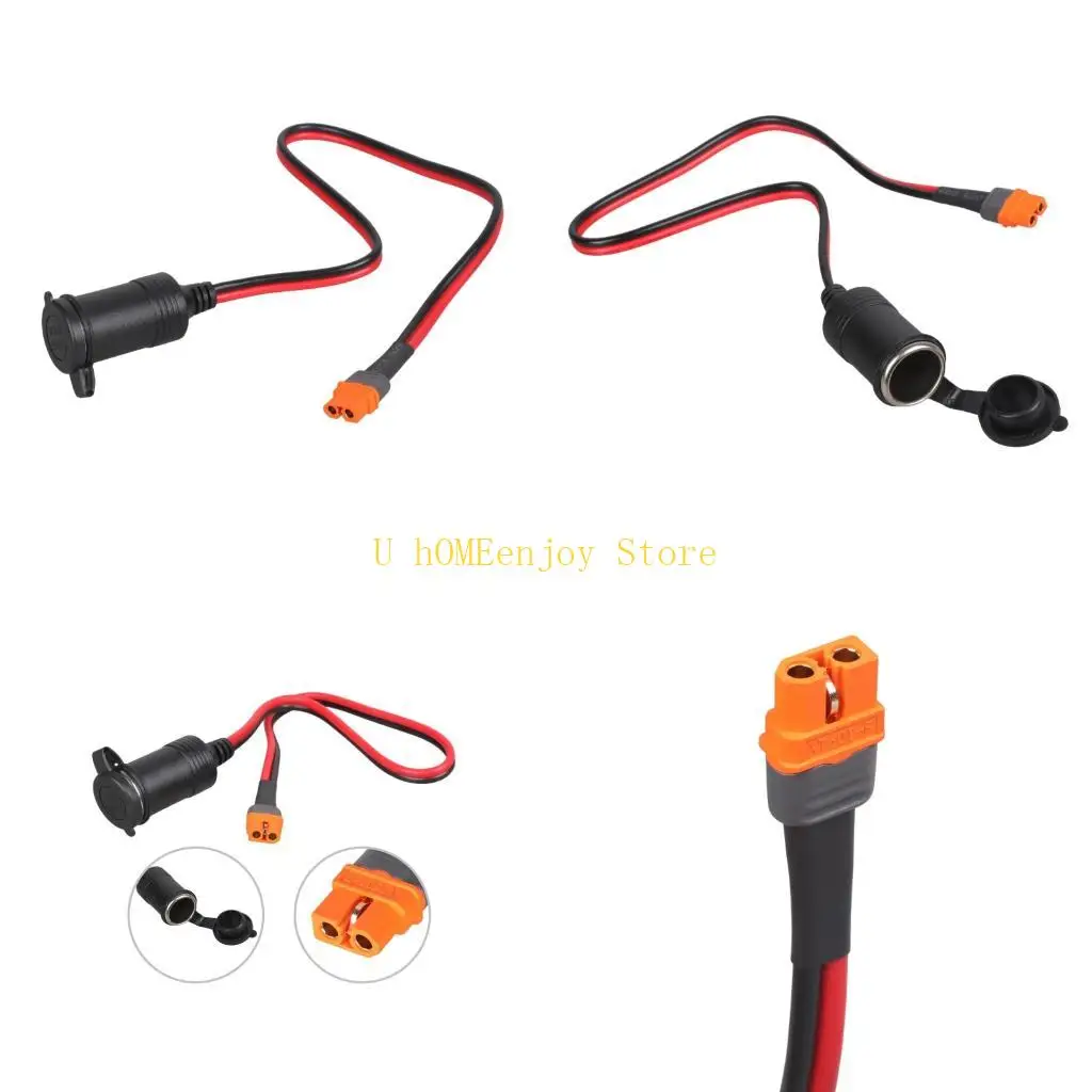 

B0KF 50cm Long XT60IF Female To Vehicle Port Socket Adapter Cable 12V 24V 30Amp For Solar Systems Car Motorcycle