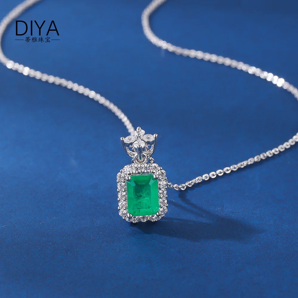 Luxury brand genuine real jewels High-grade Lvbao 925 sterling silver dazzling jewelry emerald color necklace female high qualit