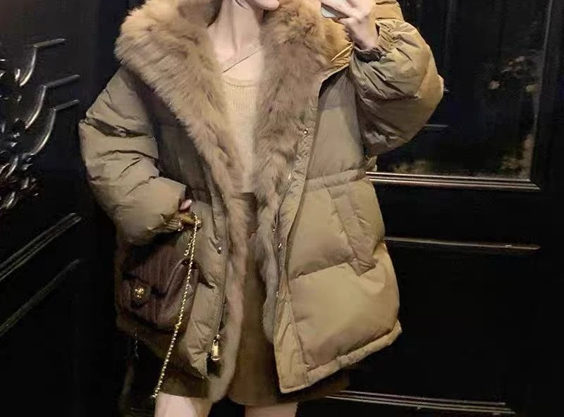 

2025 Luxury Loose Women's Zipper Hooded Cotton Jacket