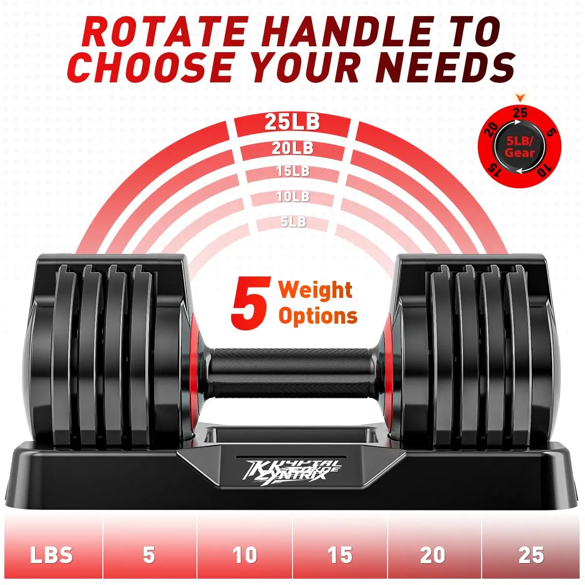 Adjustable Dumbbell Set 5-in-1 Quick-Lock 25lbs/50lbs Pair Anti-Slip Handle Home Gym Weights, Customized