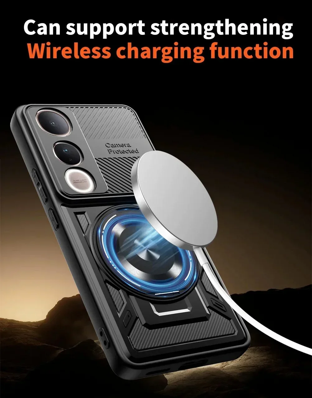 360 تدوير حلقة معدنية حامل حامل المغناطيسي جراب هاتف السيارة ل ViVo Y04 Y29 S Y39 Y50 لايت وعرة درع الغطاء الخلفي للحماية