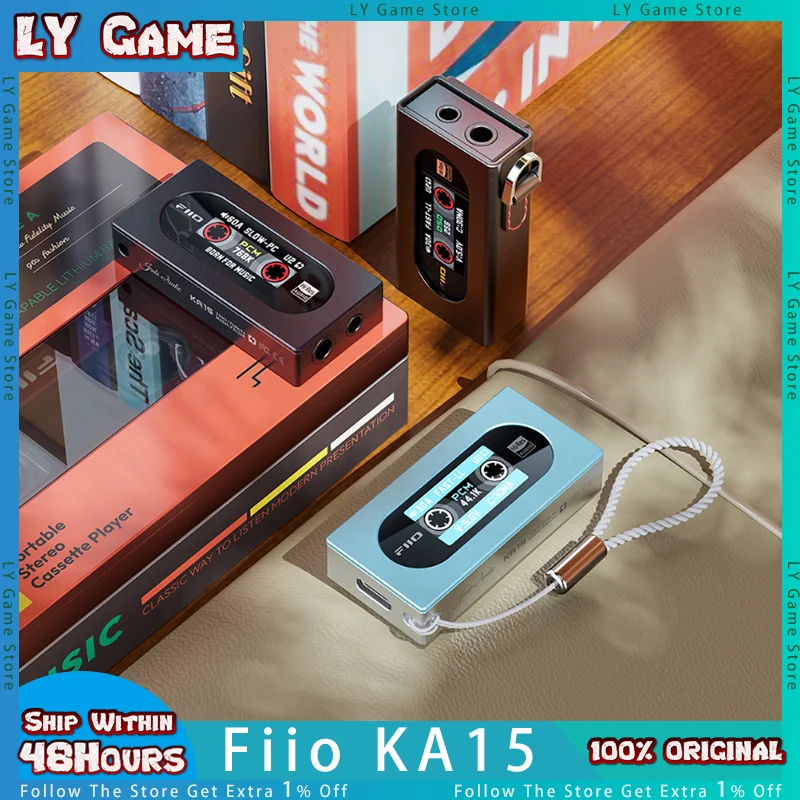 Усилитель для наушников Fiio KA15, Hi-Fi декодирование, баланс 4.4 мощности, портативный небольшой Кабель-адаптер 560 МВт, поддержка DSD256 PS5 под заказ