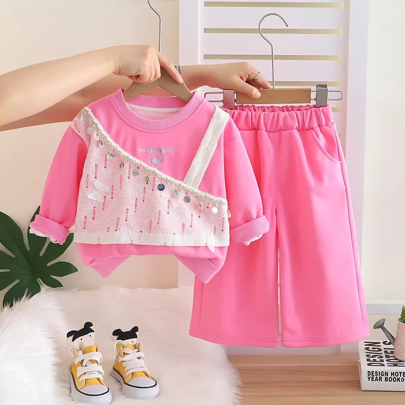 

New Spring Autumn Fashion Baby Clothes Suit Children Long Sleeved T-Shirt Pants 2Pcs/Sets Kids Girls Clothing Infant Tracksuits