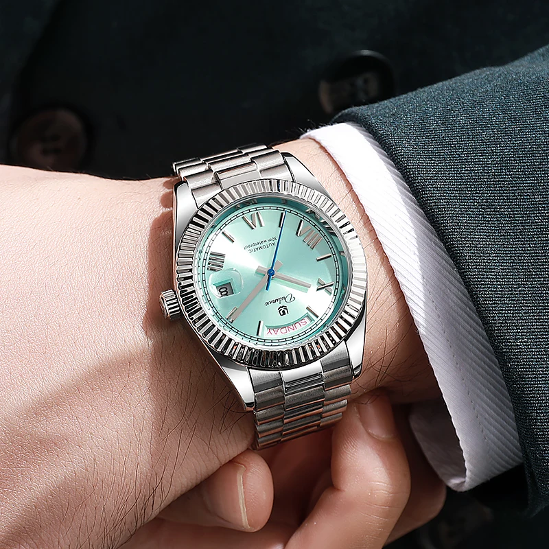 

Dulunwe 2025 новые мужские часы Datejust, полностью автоматические механические часы с календарем, светящиеся, водонепроницаемые