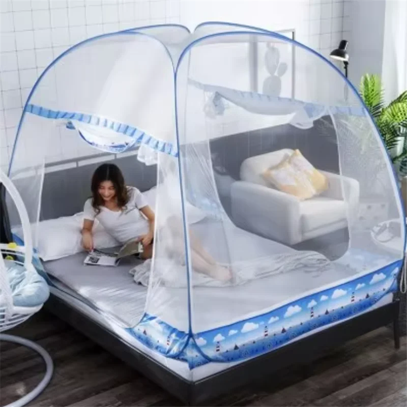 Summer New Mongolian Yurt Mosquito Nets Foldable and Installation Free Home Mosquito Nets Double Door Bedroom Mosquito Nets