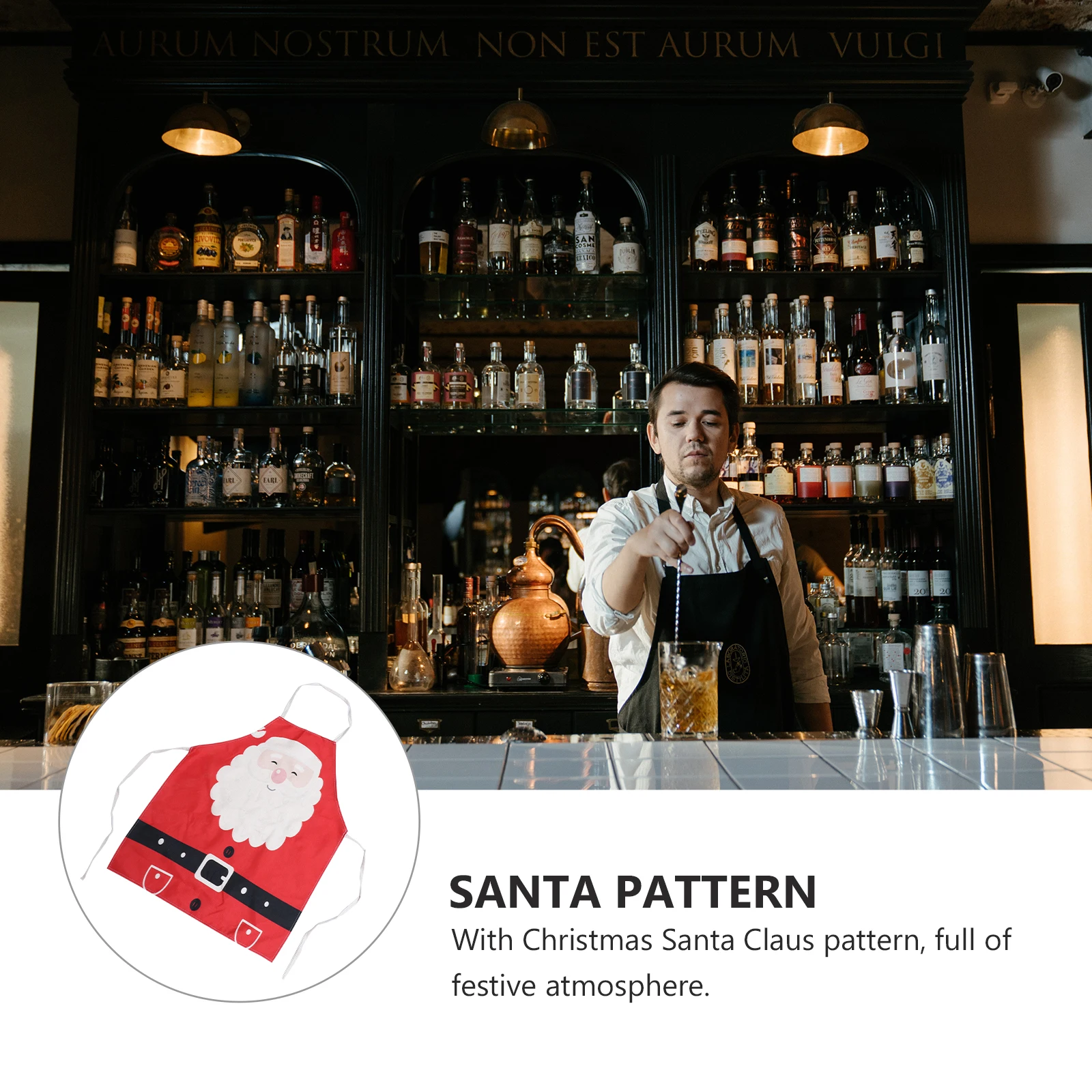 

1Pcs Xmas Cooking Apron Christmas Kitchen Apron Santa Clause Pattern Oil Proof Unisex Convenient Cooking Clothing Soft