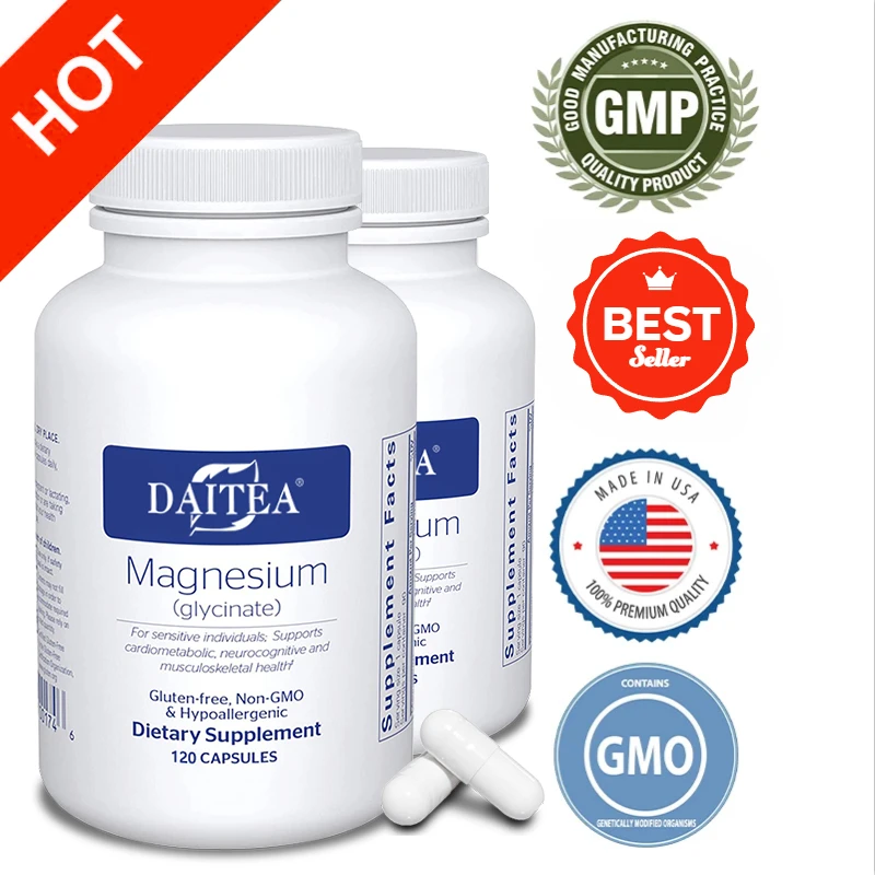 Magnesium Capsules (glycine) Help Muscles Relax and Prevent Spasms, Relieve Stress, Improve Sleep Quality, and Intestinal Health